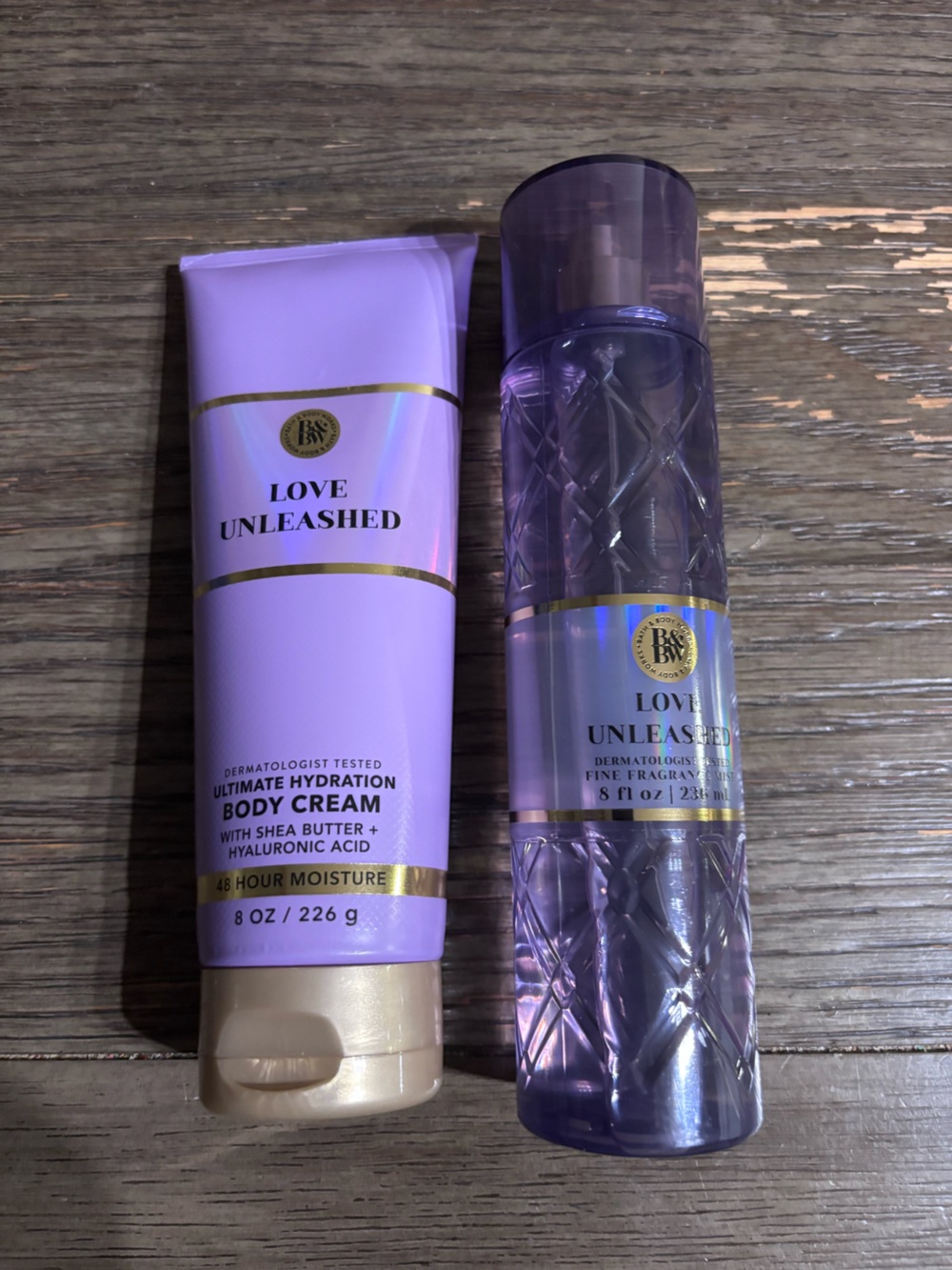 Bath & Body Works Love Unleashed Lavender Purple Body Cream & Fragrance Mist Set
